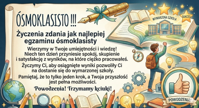 Życzenia dla ósmoklasistów.